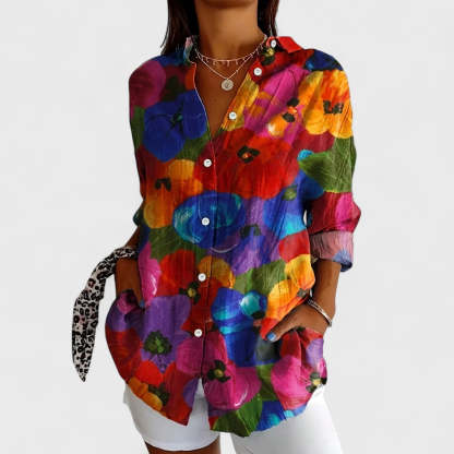 Colorful blouse with a playful print