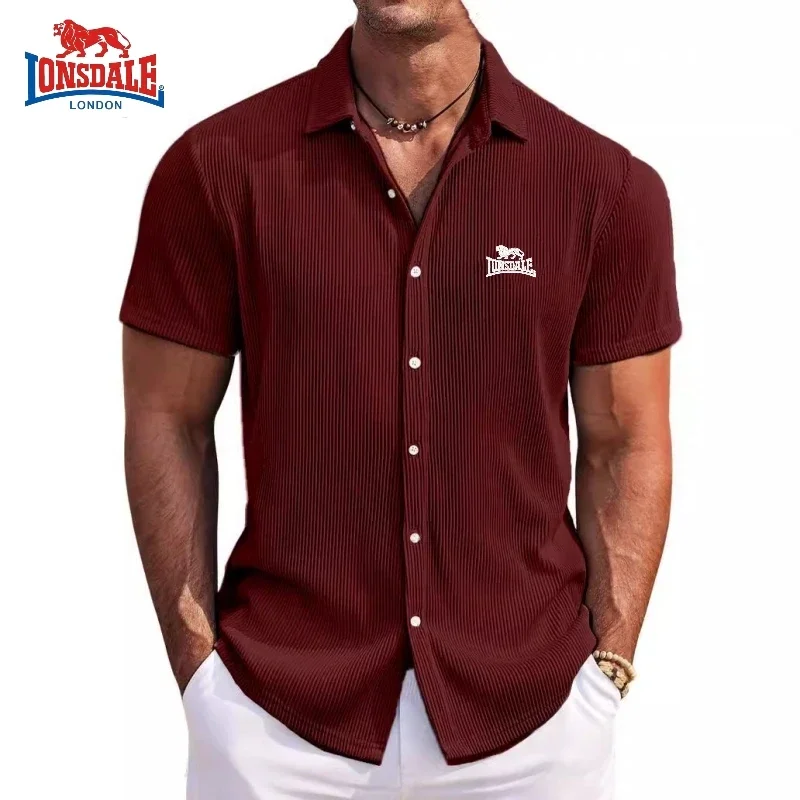 Summer Men's Embroidered High-quality Soft Striped Short Sleeved Shirt, New Luxury, Fashion, Casual, Cool Beach Style Top