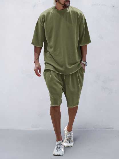 Casual Loose Fit Solid Sports Sets