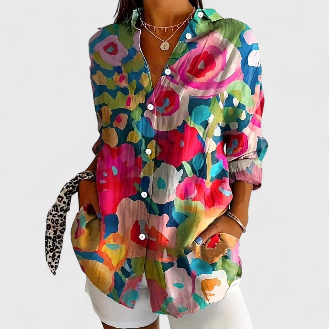 Colorful blouse with a playful print
