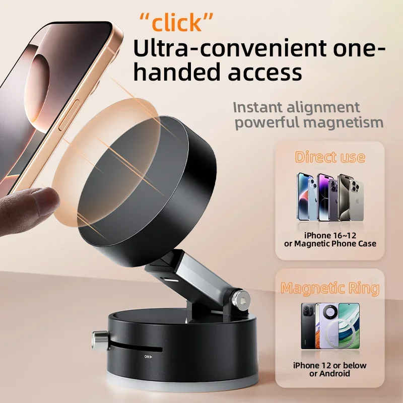Foldable Mobile Phone Holder Vacuum Suction Cup Holder Magnetic Car Phone Holder For IPhone/ Android Phone Accessories