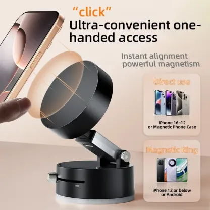 Foldable Mobile Phone Holder Vacuum Suction Cup Holder Magnetic Car Phone Holder For IPhone/ Android Phone Accessories
