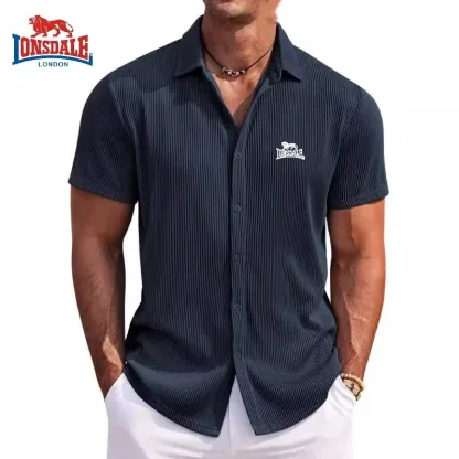 Summer Men's Embroidered High-quality Soft Striped Short Sleeved Shirt, New Luxury, Fashion, Casual, Cool Beach Style Top