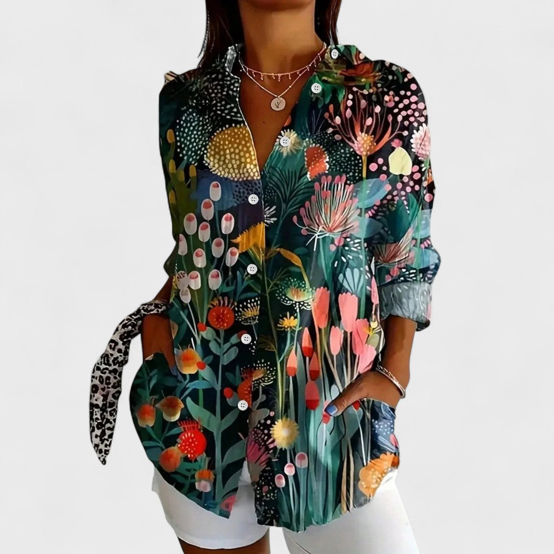 Colorful blouse with a playful print