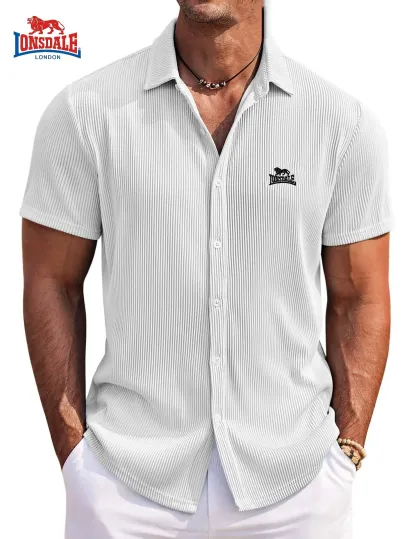 Summer Men's Embroidered High-quality Soft Striped Short Sleeved Shirt, New Luxury, Fashion, Casual, Cool Beach Style Top