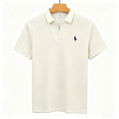 Men's classic short-sleeved V-neck polo shirt