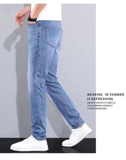 Lyocell Tencel Jeans Men's Pants 2025 New Straight Blast Casual Denim Pants