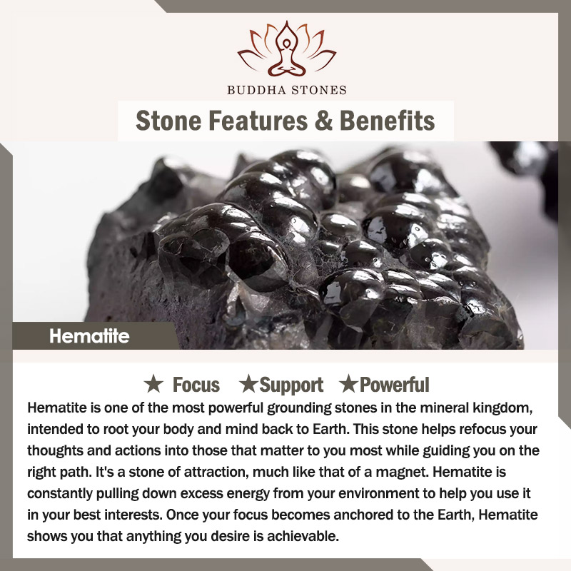 Buddha Stones 12 Constellations of the Zodiac Hematite Protection Bracelet Bracelet BS 1