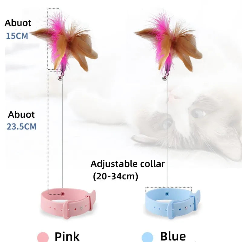 Cat Interactive Feather Collar Teaser Toy – Hands-Free Play | RobyPet