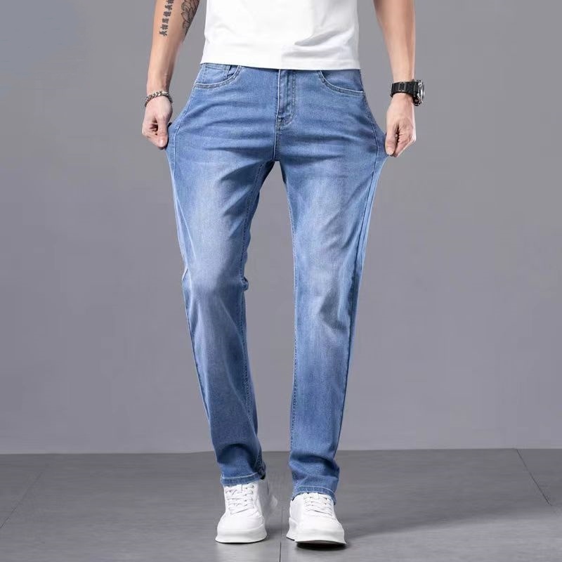 Lyocell Tencel Jeans Men's Pants 2025 New Straight Blast Casual Denim Pants