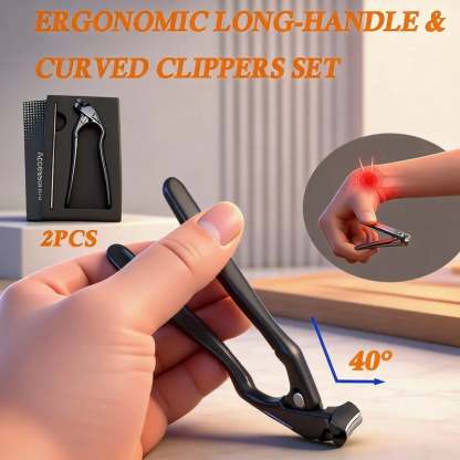 🔥BUY 1 GET 1 FREE✂️ Black Curved Nail Clipper – Ergonomic & Easy for Seniors 🖤