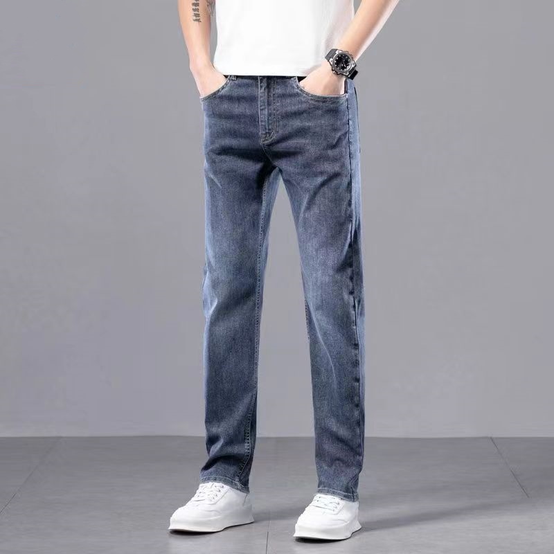 Lyocell Tencel Jeans Men's Pants 2025 New Straight Blast Casual Denim Pants