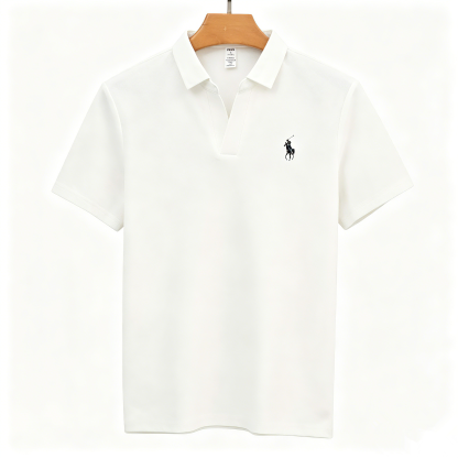 Men's classic short-sleeved V-neck polo shirt