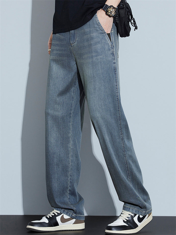 Men’s Summer Thin Loose Straight Retro Denim Pants