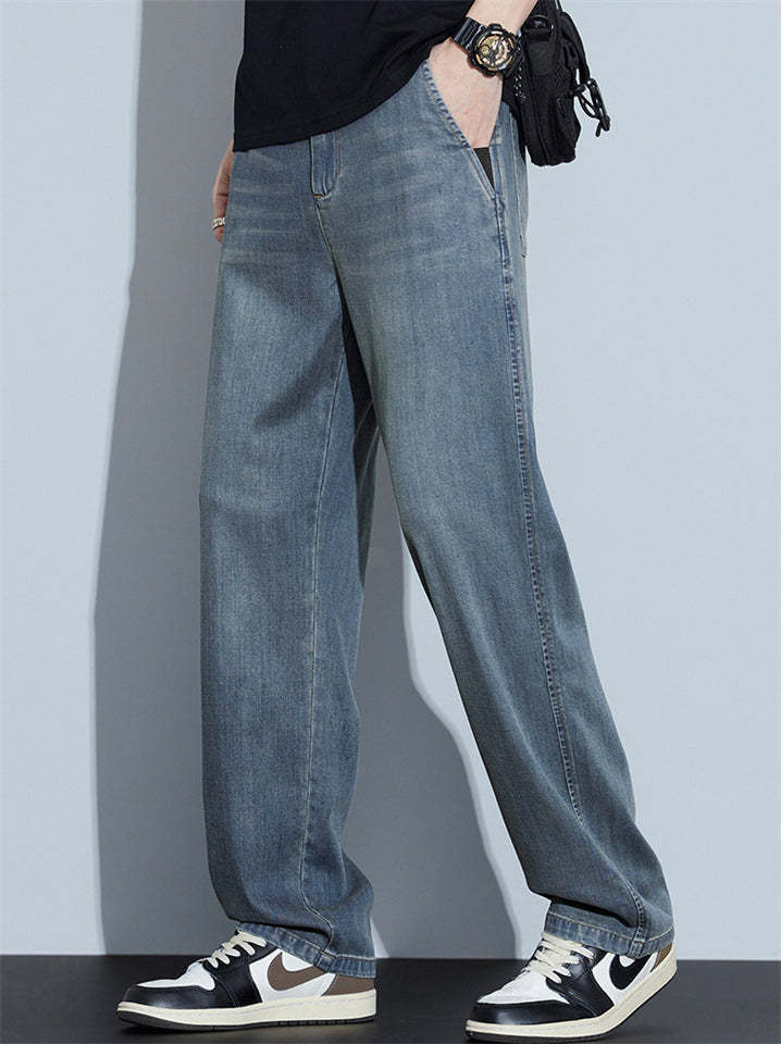 Men’s Summer Thin Loose Straight Retro Denim Pants