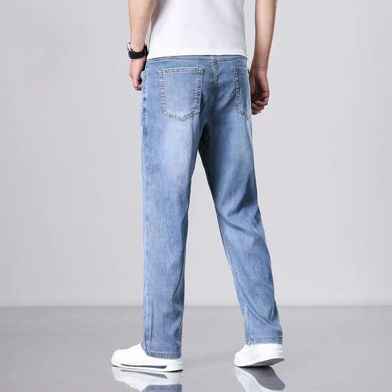 Lyocell Tencel Jeans Men's Pants 2025 New Straight Blast Casual Denim Pants