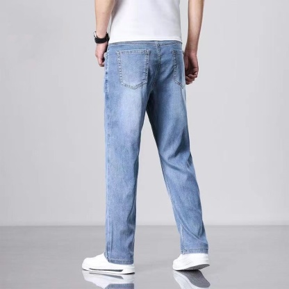 Lyocell Tencel Jeans Men's Pants 2025 New Straight Blast Casual Denim Pants
