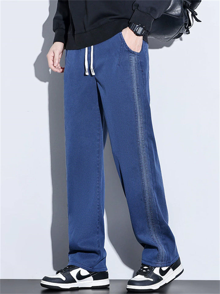 Men's Side Patchwork Loose Fit Straight Leg Pants for Spring Summer
