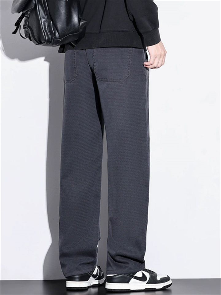 Men's Side Patchwork Loose Fit Straight Leg Pants for Spring Summer