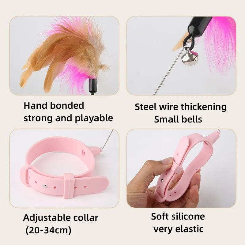 Cat Interactive Feather Collar Teaser Toy – Hands-Free Play | RobyPet