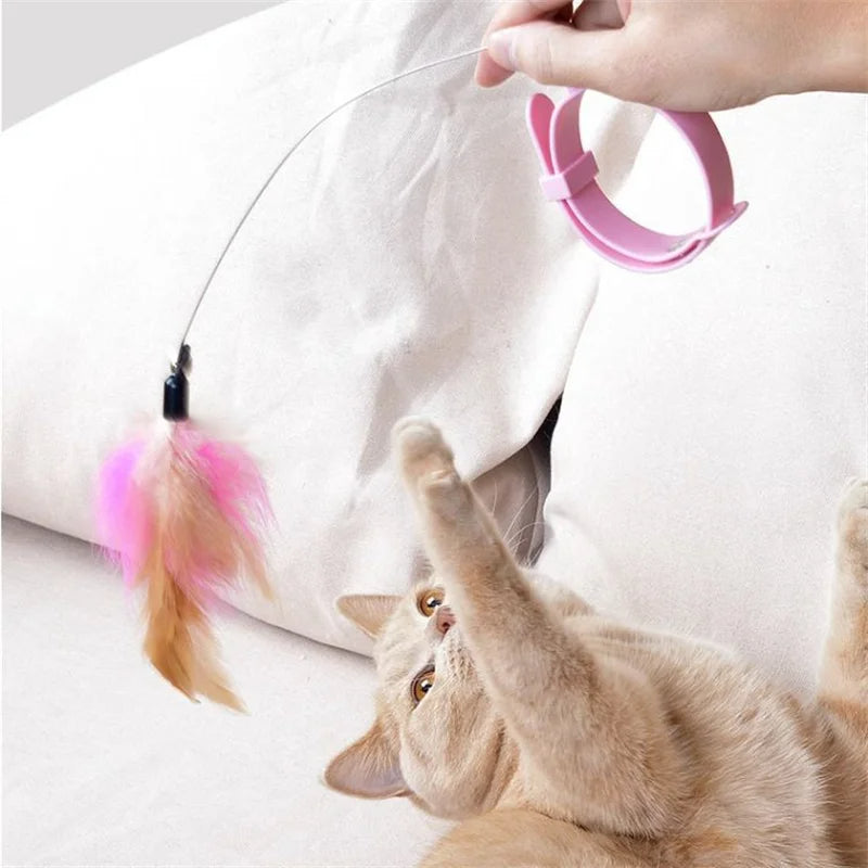 Cat Interactive Feather Collar Teaser Toy – Hands-Free Play | RobyPet
