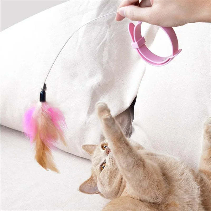 Cat Interactive Feather Collar Teaser Toy – Hands-Free Play | RobyPet