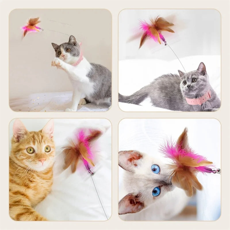 Cat Interactive Feather Collar Teaser Toy – Hands-Free Play | RobyPet