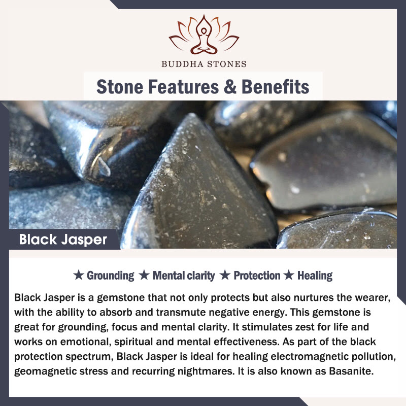 Buddha Stones 108 Mala Beads Black Jasper Rhodonite Khaki Tassel Healing Bracelet Mala Bracelet BS 1