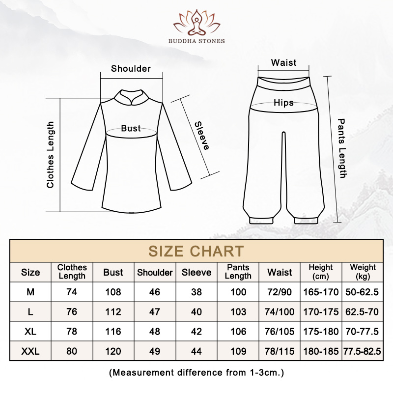 Buddha Stones Meditation Prayer Spiritual Zen Practice Uniform Clothing Men's Set Clothes BS 1