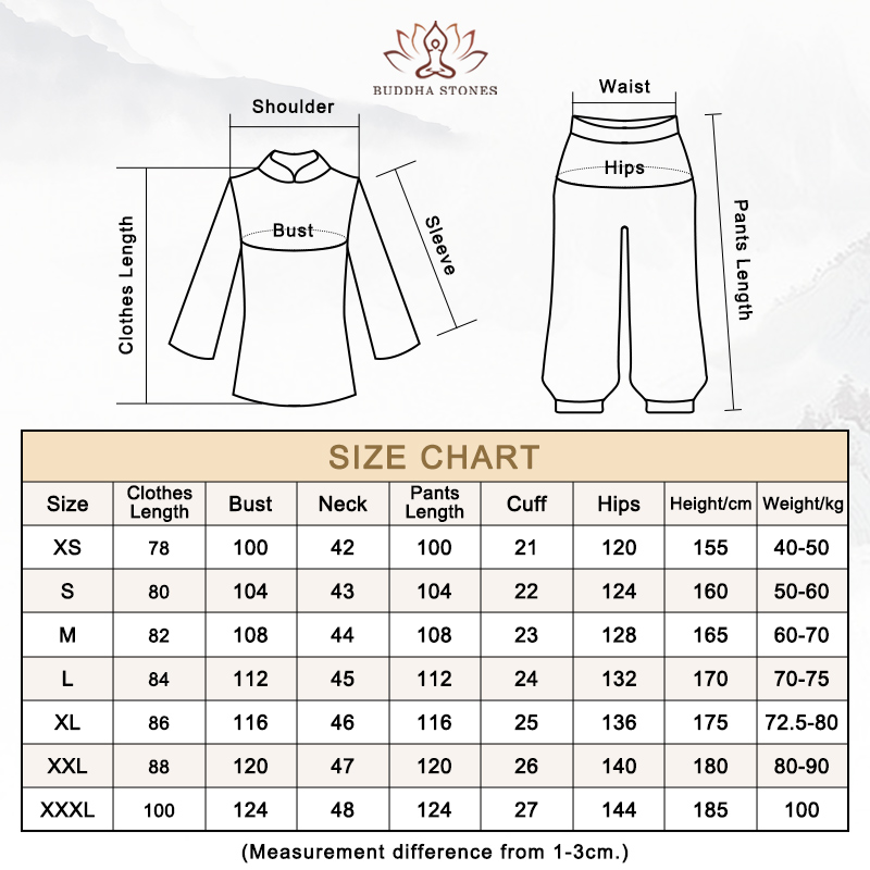 Buddha Stones Flower Embroidery Meditation Prayer Spiritual Zen Tai Chi Qigong Practice Unisex Clothing Set Clothes BS 1