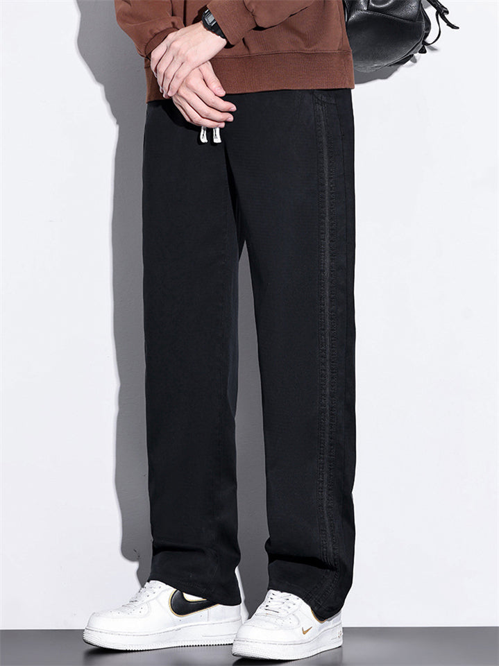 Men's Side Patchwork Loose Fit Straight Leg Pants for Spring Summer