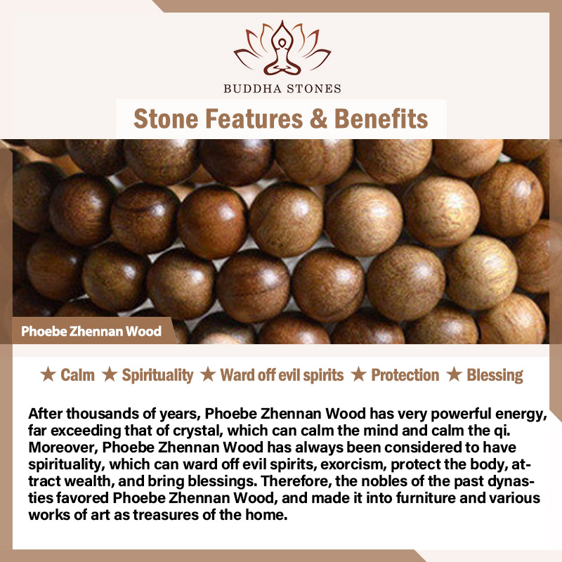 Buddha Stones 108 Mala Teardrop Beads Natural Phoebe Zhennan Wood Protection Bracelet Mala Bracelet BS 1