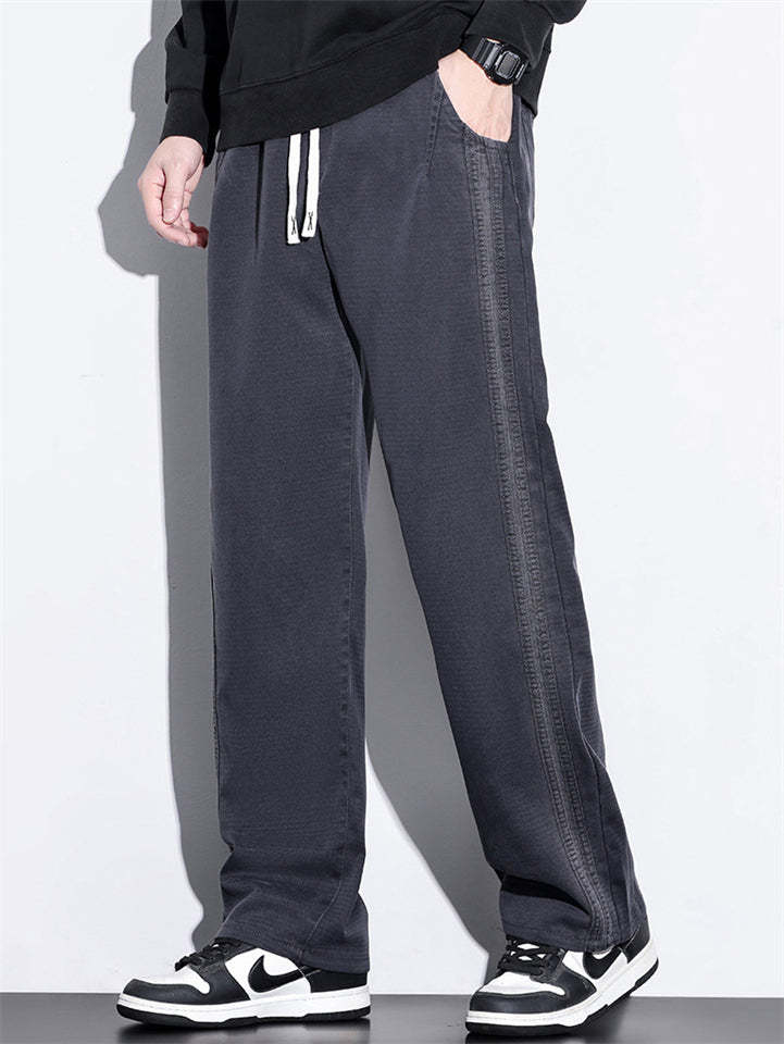 Men's Side Patchwork Loose Fit Straight Leg Pants for Spring Summer