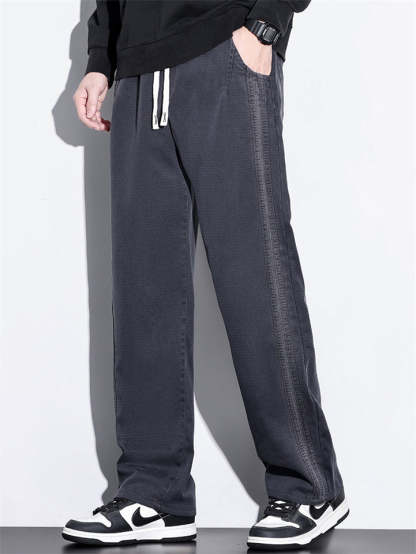 Men's Side Patchwork Loose Fit Straight Leg Pants for Spring Summer
