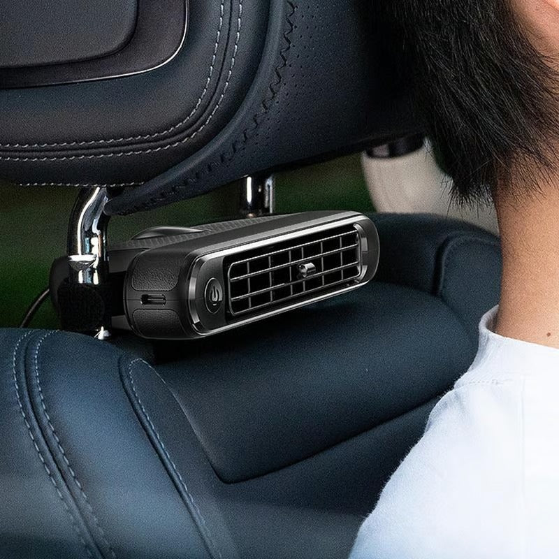 🌊2025 Summer Hot Sale🔥USB Plug-in Dual Turbo High Wind Power Interior Rear Pillow Car Fan