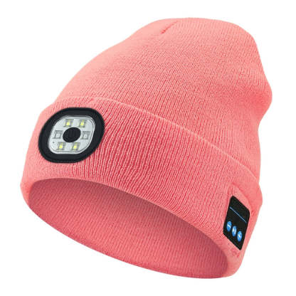 Unisex Bluetooth Beanie with 4 LED Lights & Cordless Headphones – USB Rechargeable Knit Hat