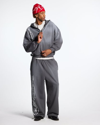 SCRIPT ZIP HOODIE ANTRACITE GREY