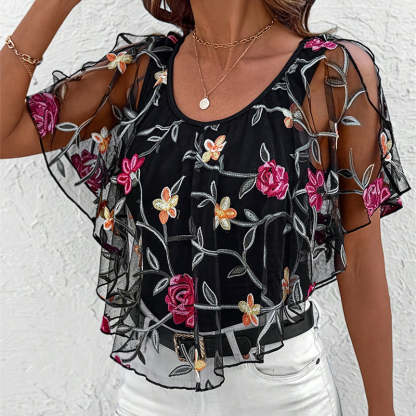 Women's Mesh Patchwork Top