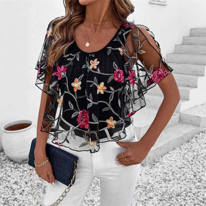 Women's Mesh Patchwork Top