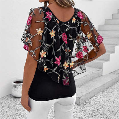 Women's Mesh Patchwork Top