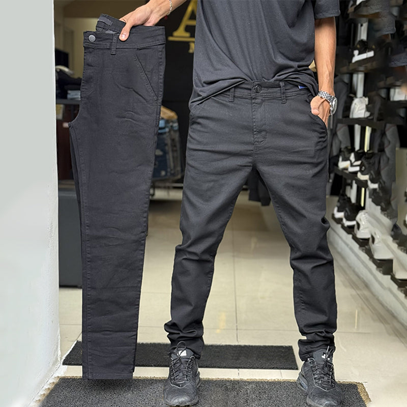 Men's slim-fit casual trousers in a solid color.