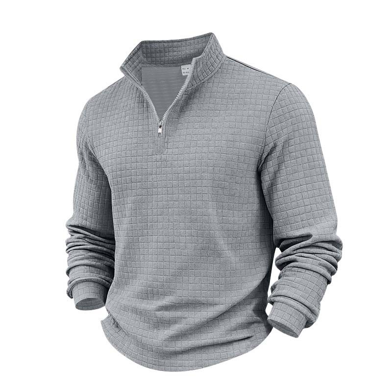 Men's Quarter-Zip Jacquard Pullover Sweatshirt