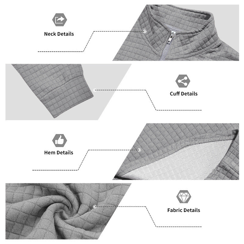 Men's Quarter-Zip Jacquard Pullover Sweatshirt