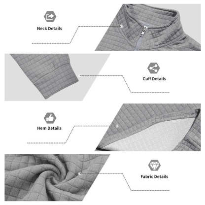 Men's Quarter-Zip Jacquard Pullover Sweatshirt