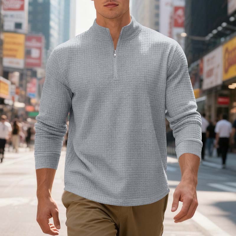 Men's Quarter-Zip Jacquard Pullover Sweatshirt