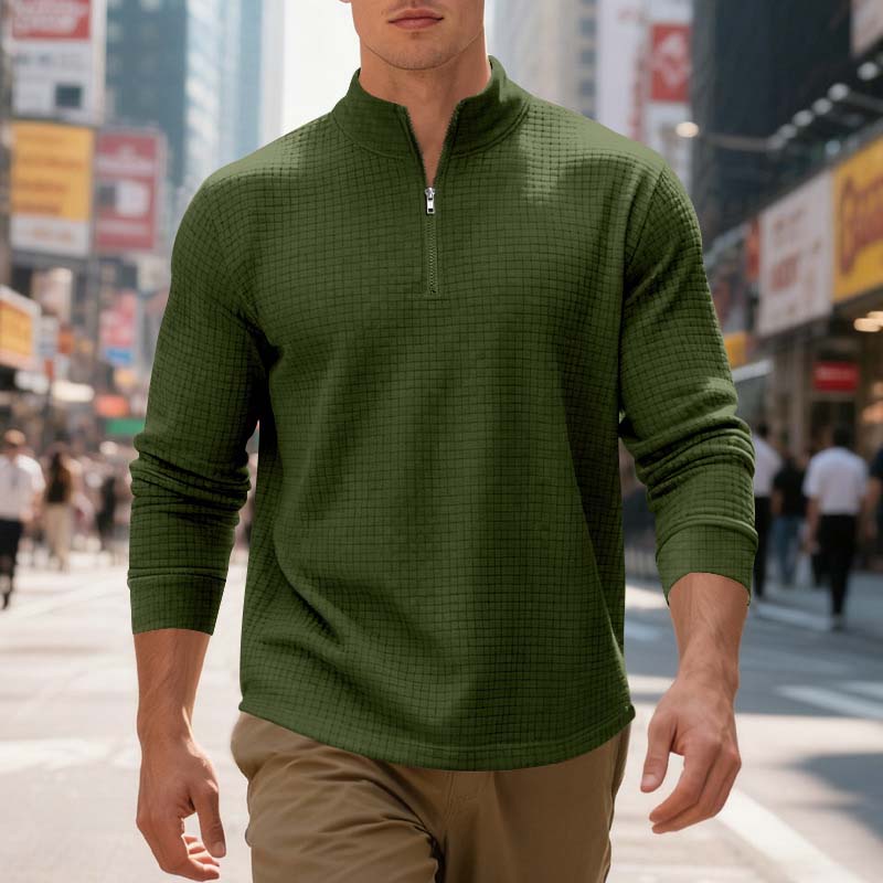 Men's Quarter-Zip Jacquard Pullover Sweatshirt