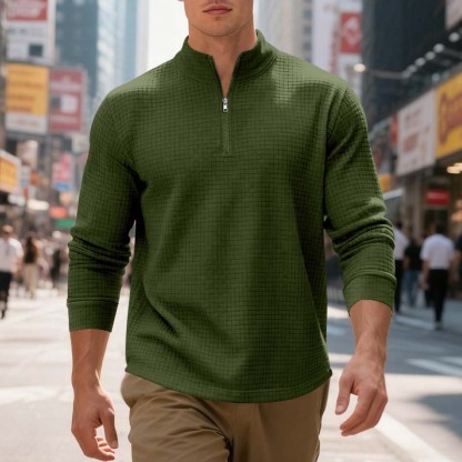 Men's Quarter-Zip Jacquard Pullover Sweatshirt