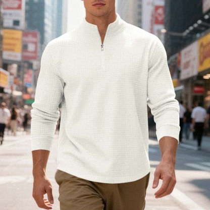 Men's Quarter-Zip Jacquard Pullover Sweatshirt