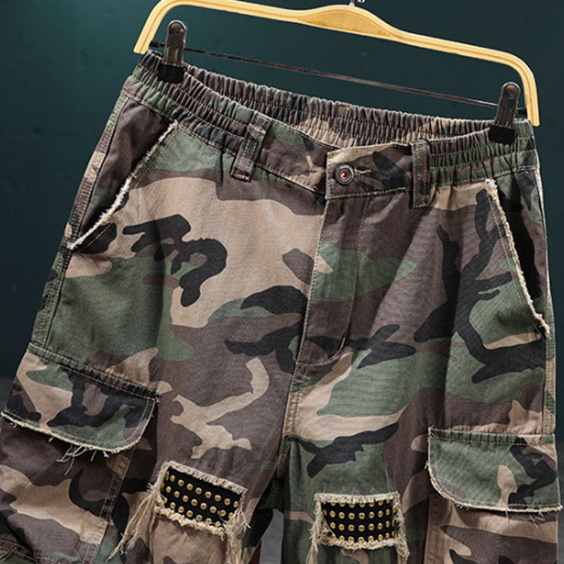 ⏰🔥50% off for a limited time + free shipping🔥⏰Men's studded camouflage cargo shorts