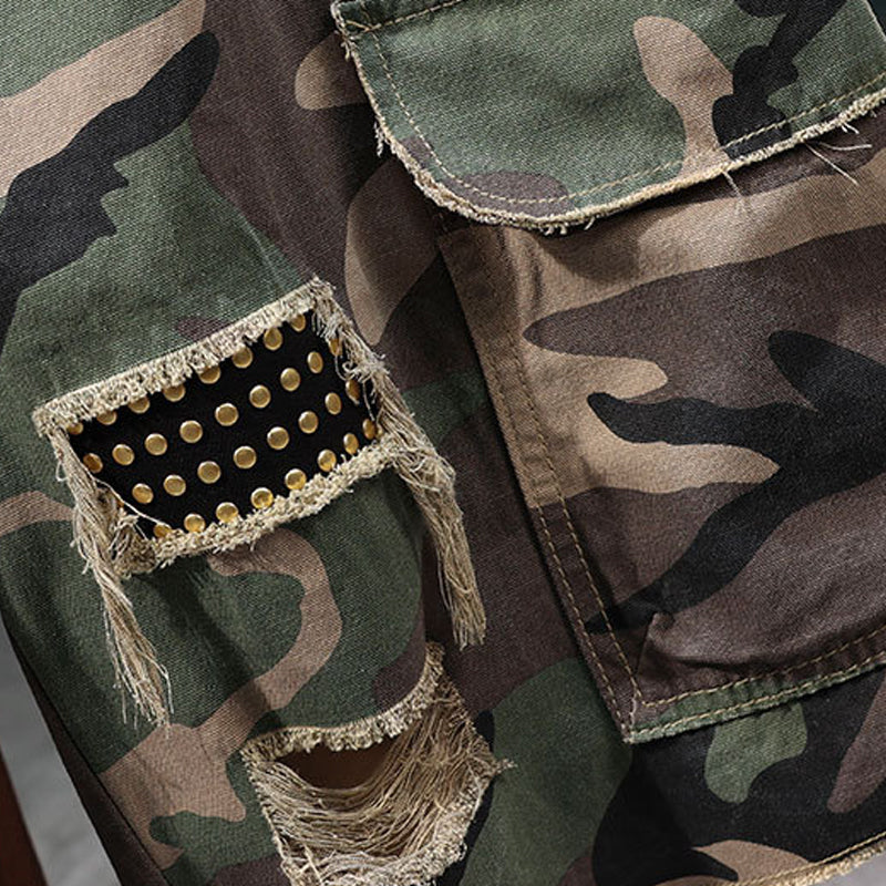 ⏰🔥50% off for a limited time + free shipping🔥⏰Men's studded camouflage cargo shorts